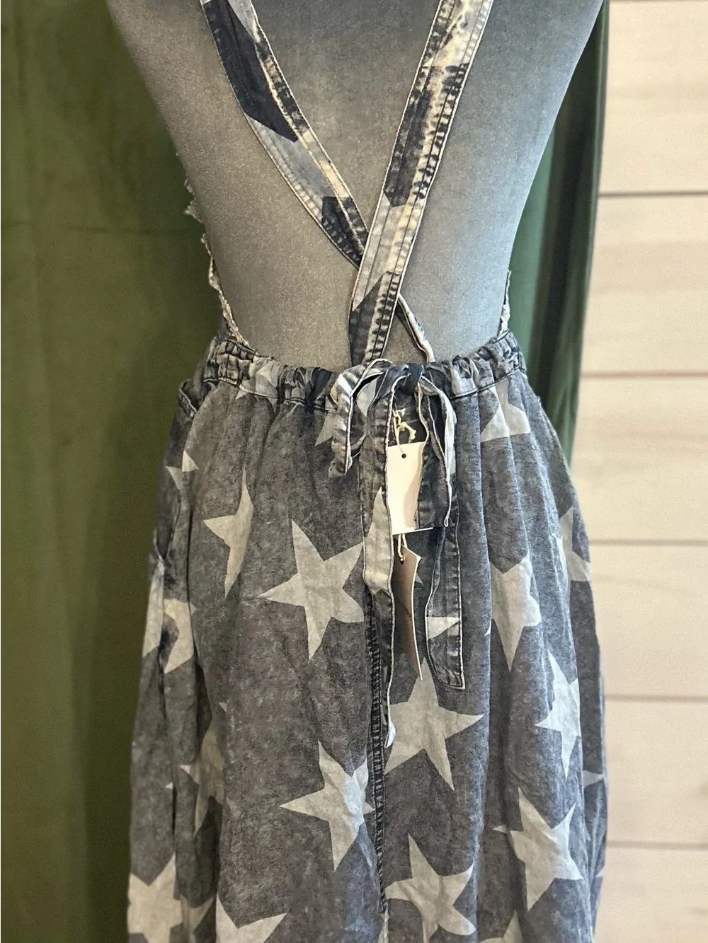 Star Print Denim Jumper Dress